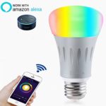 Smart LED Light Bulb, Wi-Fi Light Bulb, Multicolored LED Light Bulbs, A19, Dimmable, Smartphone Controlled Daylight & Night Light, Home Lighting, Works with Amazon Alexa