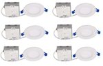 Topaz Lighting (Pack of 6) 77230 9W Slim 4″ Dimmable Recessed Ceiling Downlight, 4000K, White, Easy to Install, Save Time and Money, Energy Efficient LED Lighting