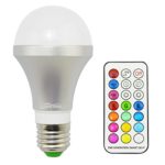 RUICAIKUN Dimmable A19 E26 RGB+White LED Bulbs, Color Changing, Beam Angle=160, 10W, 16 Color Choice, Remote Controller Included, LED Light Bulbs