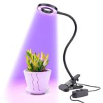 LONGKO LED Plant Grow Lights 10W Desk Clip Lamp with 360° Flexible Gooseneck for Plant Growing, Indoor Plants, Hydroponic Garden, Gardening, Greenhouse, Office