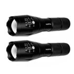 LED Tactical Flashlights, Wdtpro 2 Pack XML-T6 1000 Lumens Ultra Bright Tac Light with 5 Modes, Adjustable Focus and Water Resistant for Emergency Camping Hiking