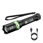 LE CREE LED Rechargeable Tactical Flashlight, Multicolor RGB Torch Zoomable Focus Adjustable UV Blacklight Waterproof USB Charging Multi-functional Portable Light for Outdoor Camping Hiking Hunting