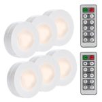 LUNSY Wireless LED Puck Lights, Closet Lights Battery Operated with Remote Controll, Kitchen Under Cabinet LED Lighting Wireless – 6 Pack