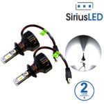 SiriusLED MX 8000 Lumen ZES Chip Extremely Bright LED Headlight Fog Lamp Conversion Kit Pure White 6500K Size H7 Set of 2