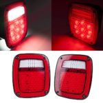 Liteway Jeep Tail Light CJ YJ TJ JK Replacements Stop Turn Signal Back Up Tail LED Lights with LED License Plate Lamp, 2 Years Warranty