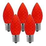 NORAH DECOR Faceted LED C9 Red Replacement Night Light Bulbs, Commercial Grade,Supper Brightness LED, Fits Into Candelabra E17 Sockets, 25 Pack