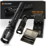 SOLARAY ZX-1XL Professional Series Flashlight Kit – Our Best and Brightest Tactical LED Flashlight with Max 1600 Lumens, 5 Light Modes, with Zoomable Focus – Batteries and Charger Included