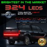 Stop-Alert Most Powerful Multi-Function 60″ Truck Tailgate Light Bar Strip – 324 LED and 468+ Lumens – For Running Lights, Brake Signal, Reverse Back Up for SUV, Dodge Ram, Ford F-150, Chevy Silverado