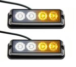 Strobelight Bar 4 LED with Super Bright Emergency Beacon Flash Caution Strobe Light Bar with 17 Different Flashing-2PCS (White&yellow)