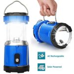 Camping Lantern Light, IRuiYinGo Rechargeable Lamp Solar LED Flashlight with Hanging Blue Color, Great light for Camping/ Hiking/ Backpacking…Outdoor Activities