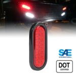 OLS 6″ Oval 24 RED LED Turn Stop Brake Trailer Tail Light for JEEP Trucks RV – DOT Certified, Grommet & Plug Included