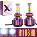 H11 H8 H9 LED Headlight Bulbs 20000LM 200W 6000K Cool White High Beam / Low Beam / Fog Light 4 Side COB Chips Super Bright 360 Degree Auto Headlamp All-in-One Conversion Kit Plug & Play -2 Yr Warranty