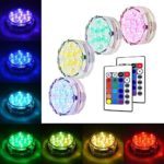 Litake Submersible LED Lights, RGB Multi Color Waterproof Remote Control Battery Powered Accent Lights for Fountain Pool Hot Tub Wedding Pond Centerpieces Vase Base Party Christmas Aquarium Holiday Lighting- 4 Packs