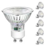 Ascher GU10 COB LED Bulbs, 50W Halogen Bulbs Equivalent, 5W, 420LM, 5000K Daylight White, Non-Dimmable, LED Light Bulbs, MR16 GU10 Base / Pack of 5
