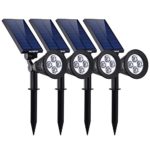 VicTsing 4 Pack Solar Spotlights,The Third Generation 2-in-1 Waterproof Adjustable 4 LED Wall / Landscape Solar Lights with Automatic On/Off Sensor for Driveway, Yard, Lawn, Pathway, Garden