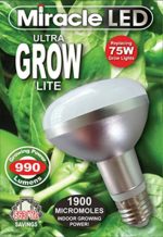 Miracle LED 605038 9.5-Watt (75-Watt) Commercial Hydroponic Ultra Grow Lite Bulb, 990 Lumens, BR30 Full Spectrum Plant Growing Light Bulb