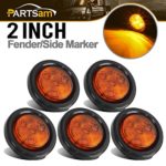 Partsam 5pcs 2″ Amber Round Sealed Clearance Marker Light 4 LED Mount Grommet/Pigtails