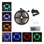 LED Light Strip, Vemico 12V Multicolor Waterproof Led Strip SMD 3528 RGB Light Strips 16ft / 5M with 44key IR Remote Controller 12V Power Supply for TV Home Wedding Party Outdoor 300leds