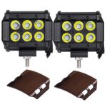 CREE LED Pods, DJI 4X4 2Pcs 4” 18W LED Light Bar Spot Beam Off road Driving Fog Lights Black Panel Work Light for Turcks Jeep UTV ATV Boat Motorcycle with Black Covers