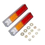 Orion Motor Tech 2x 20 LED Waterproof Trailer Tail Light Bar, DC 12V Red-Amber-White Turn Signal and Parking Reverse Brake Running Lamp for Car Truck (Pack of 2)