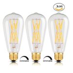 12W Edison Style Vintage LED Filament Light Bulb，ST64(ST21)Led Retro bulb,100 Watt Equivalent Light Bulbs,Warm White 2700K,1200LM,Dimmable, E26 Medium Base Lamp, Antique Shape, (3 Pack)