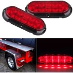 CCIYU 2 Pack Red 10 LEDs Oval Rubber Mount Sealed LED Brake Stop Turn Tail Light w/grommet Trailer Truck Rv Sealed