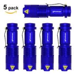 Goldenguy 5 Pack Mini Cree Q5 LED Flashlight Torch 7w 350lm Adjustable Focus Zoomable Light (Blue)