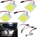 Everbright 4-Pack Super White New Energy-saving COB 48-SMD LED Panel Dome Lamp Auto Car Interior Reading Plate Light Roof Ceiling Interior Wired Lamp With 4?BA9S Adapter,4 ?T10 Adapter,4 ?Festoon Adapter(31mm-41mm) (DC-12V)