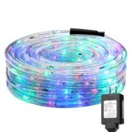 LE 33ft 240 LEDs Rope String Lights Multicolor, Waterproof, Indoor Outdoor LED Rope Lights for Garden Patio Wedding Party Thanksgiving (A Power Adaptor Included)