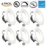 6 PACK – 11Watt 4″- Inch ENERGY STAR UL-Listed Dimmable LED Downlight Retrofit Baffle Recessed Lighting Kit Fixture, 4000K Cool White LED Ceiling Light, Wet Location — 600LM, CRI 90 …