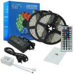 RC 32.8ft 10M Color Changing RGB LED Light Strip,Waterproof Flexible SMD5050 300LEDs with 44Key IR Remote Control and 12V 5A Power Adapter for Party,Holiday,Home and Outdoor