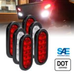 OLS 4 RED + 2 WHITE 6″ Oval LED Trailer Tail Light Kit – DOT Certified STOP TURN BRAKE REVERSE BACK UP Tail Light