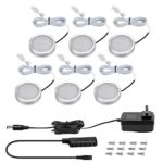 LE LED Under Cabinet Lighting Kit, 1020lm Puck Lights, 5000K, Daylight White, All Accessories Included, Kitchen, Closet Lights, Set of 6