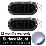 TMH ( Pack of 2 ) 6″ White Light / Smoked Lens10 LED Surface Mount Oval Turn Signal Side Marker Tail LED Light for Truck Trailer Trail Bus 12V DC