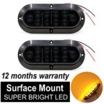 TMH ( Pack of 2 ) 6″ 10 LED Surface Mount Oval Smoked Lens / Amber Light Turn Signal Side Marker Tail LED Light for Truck Trailer Trail Bus 12V DC