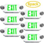 eTopLighting 6 Packs of LED Green Exit sign Emergency Light Combo with Battery Back-Up, EL2BG-6