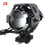 Racbox 125W Cree U5 3000lm Motorcycle Truck Bicycle Scooter Light Fog Lamp Led Headlight High Low Beam Driving Light Pack of 2