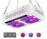 300W LED Grow Lights Programmable Timer Control AC ON/OFF 12-band Full Spectrum Plant Growing Light with UV/IR for Veg and Flower(White)