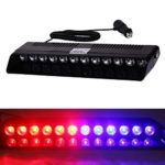 Car LED Strobe Lights (12 Bulbs) Portable Emergency Lighting w/ 14 Flash Modes | Interior Windshield or Dash Mount | Bright, Vibrant Colors | Retractable 12V Cable