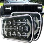 105W Brightest 5”x7”/7”x’6” Projector Osram Led Headlights with DRL for Jeep Wrangler YJ Cherokee XJ H6054 H5054 H6054LL 69822 6052 6053 (Black Pair)