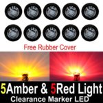 10 Pcs TMH 3/4″ Inch Surface Mount Smoked Lens 5 Amber & 5 Red LED Clearance Markers Bullet Marker lights, side marker lights, led marker lights, led trailer marker lights