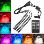 Car LED Strip Light, DLAND Multicolor Music Car Interior Lights with 4pcs 48 LEDS, Music LED Lighting Kit Underdash Lighting Kit with Sound Active Function and Wireless Remote Control.