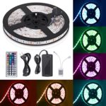 SUNNEST LED Strip Lights, 16.4ft 5050 RGB 300leds Waterproof Flexible Light Strips,12V DC Led Light Kit with 44-Key Remote Controller & Power Supply for Kitchen Bedroom and Outdoor Decoration