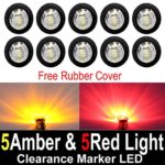 10 Pcs TMH 3/4″ Inch Surface Mount Clear Lens 5 Amber & 5 Red LED Clearance Markers Bullet Marker lights, side marker lights, led marker lights, led trailer marker lights