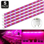 LVJING 60W T8 LED Grow Tube 4 Feet, Indoor Plant Grow Light Fixture for Hydroponic Greenhouse Veg Flower, 5 Pack