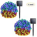 Lalapao Solar String Lights 2 Pack Christmas lights 72ft 22m 200 LED Solar Powered Starry Lighting Waterproof Outdoor String Lights for Indoor Gardens Path Homes Wedding Party Decor (Multi Color)