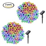 Mrupoo Solar Fairy Christmas String Lights 200 LED 72ft 8 Modes Waterproof Light for Indoor, Outdoor, Patio, Garden, Lawn, Wedding, Party, Holiday, Xmas Tree Decorations (Multicolor-2 packs)