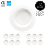 Parmida (12 Pack) 4 inch Dimmable LED Retrofit Recessed Downlight, 9W (65W Replacement), Smooth Design, 600lm, 3000K (Soft White), ENERGY STAR & ETL, LED Ceiling Can Light, LED Trim