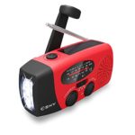 [Upgrade] Esky Emergency Radios Hand Crank Self Powered Solar FM/AM/NOAA Weather Radio with 3 LED Flashlight 1000mAh Power Bank Phone Charger Red