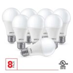 A19 Non Dimmable LED Bulb, 9W (60W equivalent), 4000K, 800 Lumens, CRI 80, 8 Pack, UL Listed